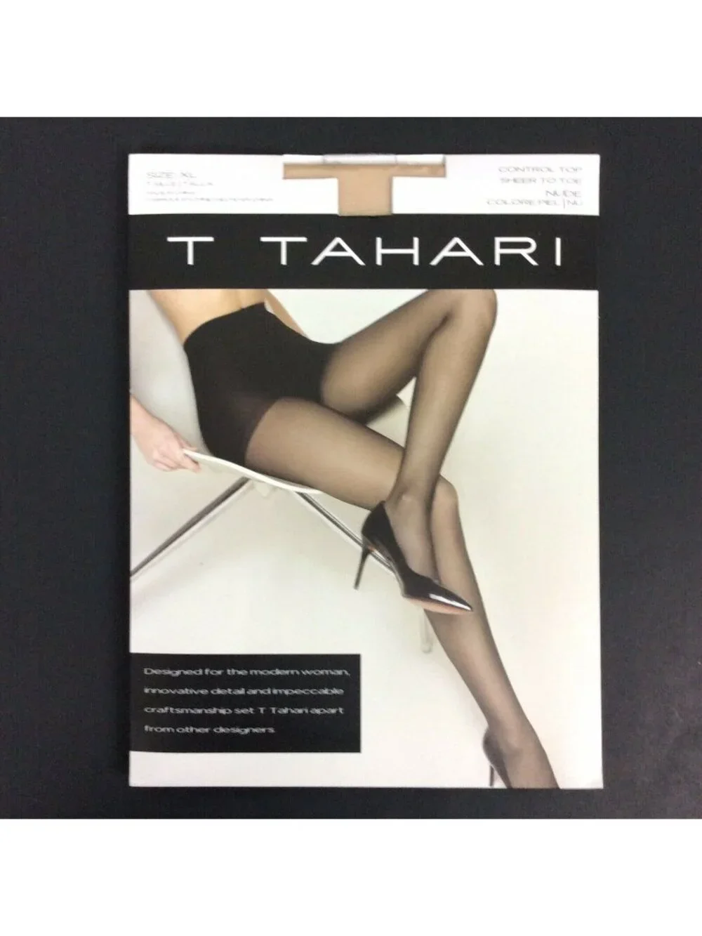 Tahari Smooth Sheer Control Top Pantyhose XL Nude Nylon Spandex Blend New
